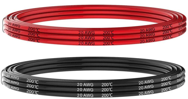 20 AWG 20 Gauge Silicone Wire 2 Feet [1ft Black ,1 ft Red]